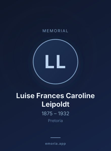 Memorial portrait of Luise Frances Caroline Leipoldt