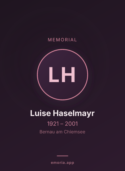 Memorial portrait of Luise Haselmayr