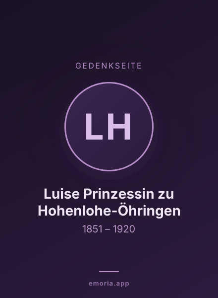 Gedenkportrait von Luise Prinzessin zu Hohenlohe-Öhringen