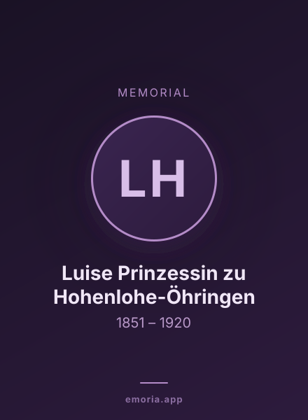 Memorial portrait of Luise Prinzessin zu Hohenlohe-Öhringen