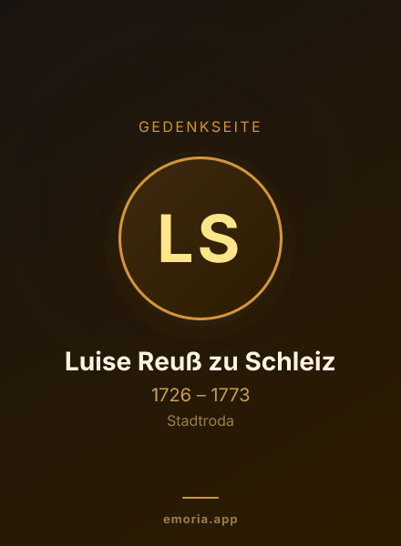 Gedenkportrait von Luise Reuß zu Schleiz