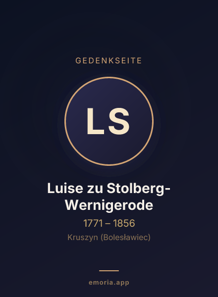 Gedenkportrait von Luise zu Stolberg-Wernigerode