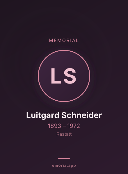 Memorial portrait of Luitgard Schneider