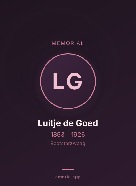 Memorial portrait of Luitje de Goed