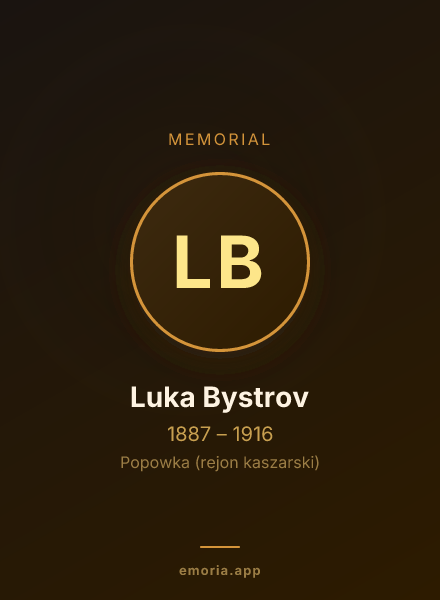 Memorial portrait of Luka Bystrov