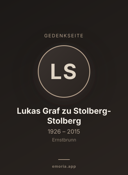 Gedenkportrait von Lukas Graf zu Stolberg-Stolberg