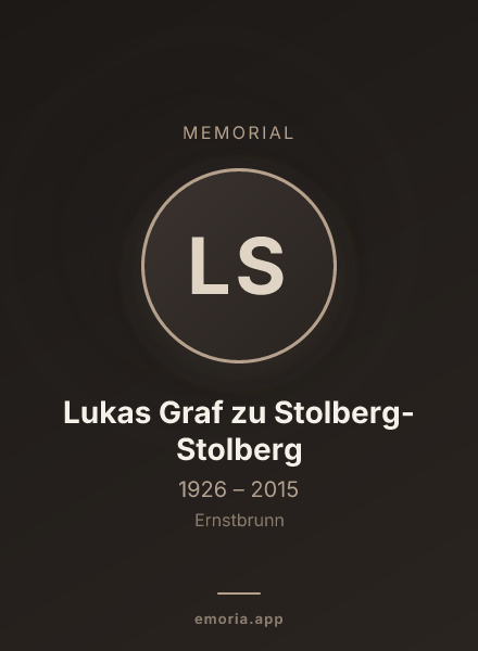 Memorial portrait of Lukas Graf zu Stolberg-Stolberg