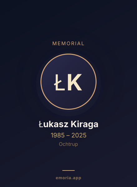 Memorial portrait of Łukasz Kiraga