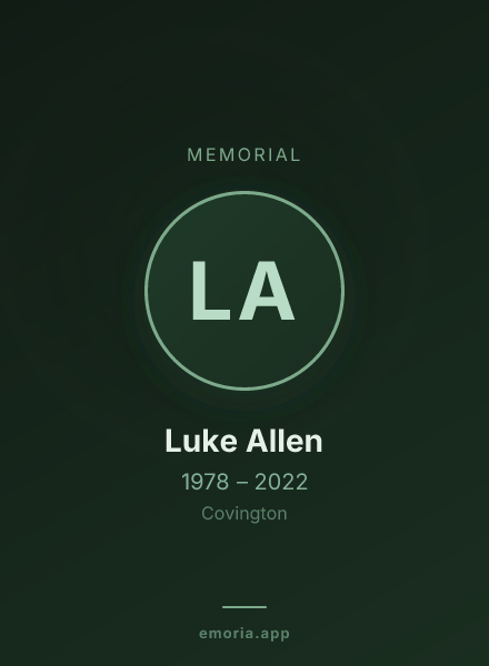 Memorial portrait of Luke Allen