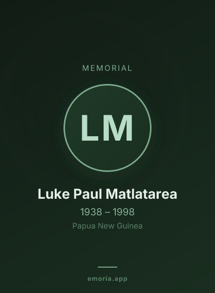 Memorial portrait of Luke Paul Matlatarea