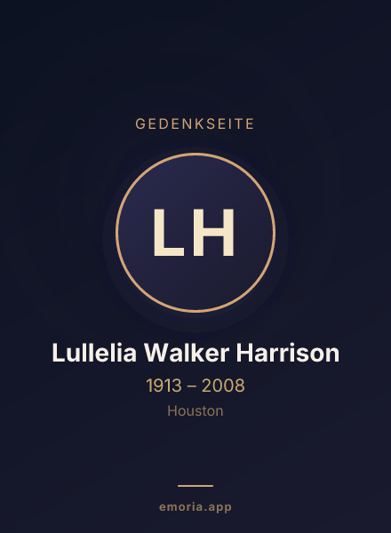 Gedenkportrait von Lullelia Walker Harrison