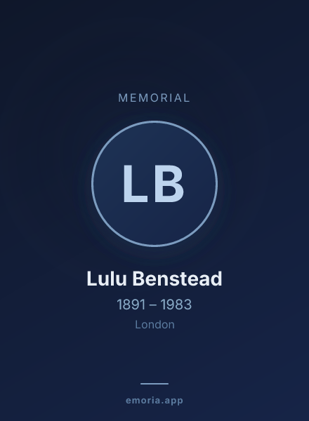 Memorial portrait of Lulu Benstead