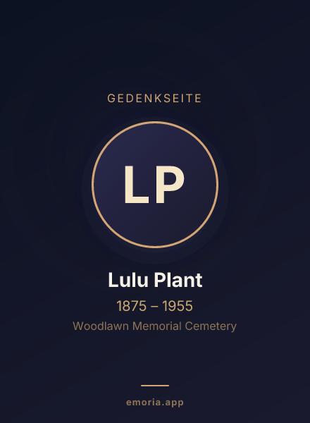 Gedenkportrait von Lulu Plant