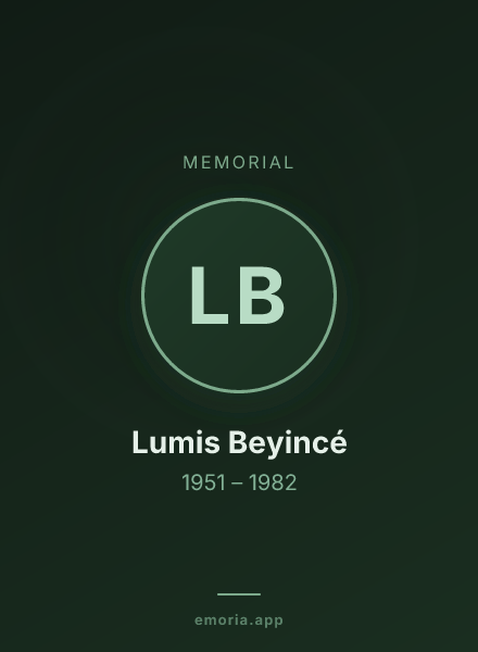 Memorial portrait of Lumis Beyincé