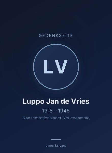 Gedenkportrait von Luppo Jan de Vries