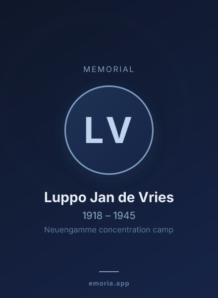 Memorial portrait of Luppo Jan de Vries