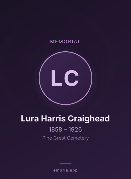 Memorial portrait of Lura Harris Craighead