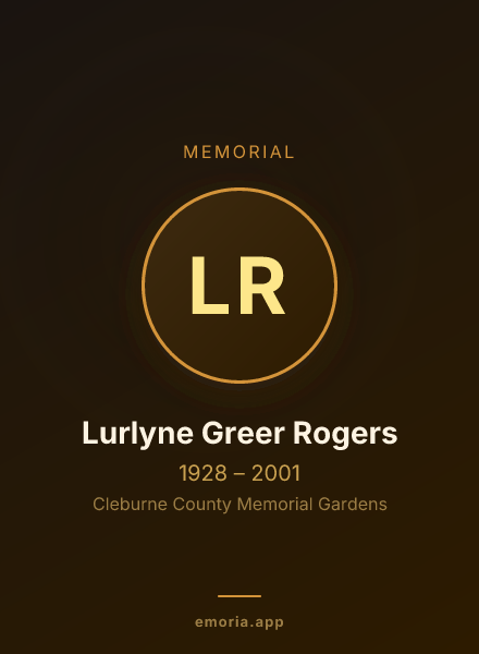 Memorial portrait of Lurlyne Greer Rogers