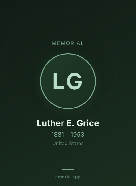 Memorial portrait of Luther E. Grice