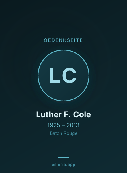 Gedenkportrait von Luther F. Cole