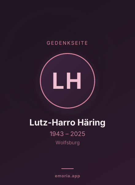 Gedenkportrait von Lutz-Harro Häring