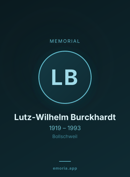 Memorial portrait of Lutz-Wilhelm Burckhardt