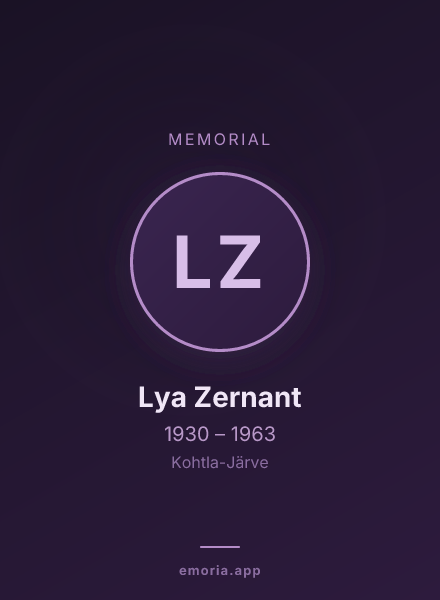 Memorial portrait of Lya Zernant