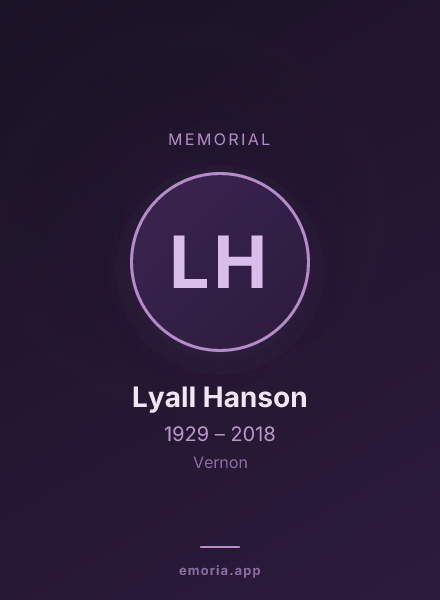 Memorial portrait of Lyall Hanson