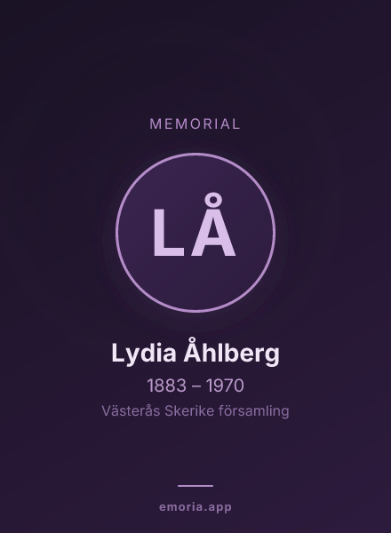 Memorial portrait of Lydia Åhlberg