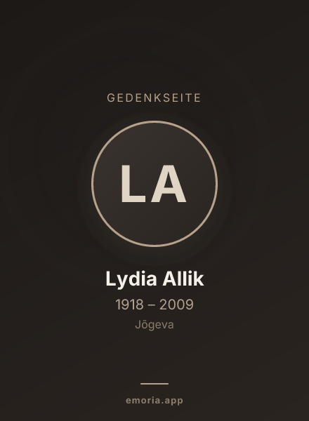 Gedenkportrait von Lydia Allik