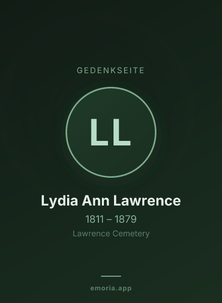 Gedenkportrait von Lydia Ann Lawrence