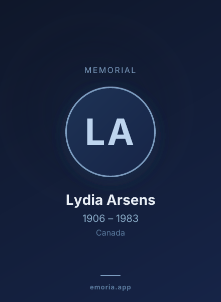 Memorial portrait of Lydia Arsens