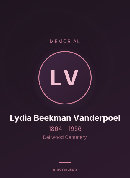 Memorial portrait of Lydia Beekman Vanderpoel