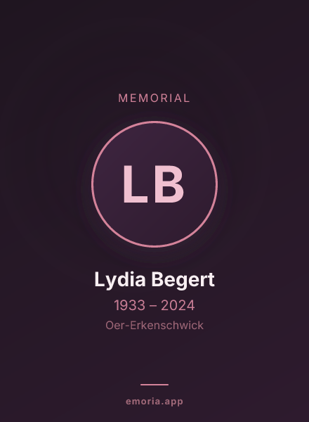 Memorial portrait of Lydia Begert