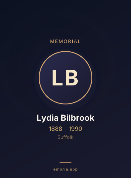 Memorial portrait of Lydia Bilbrook