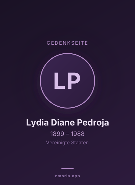 Gedenkportrait von Lydia Diane Pedroja