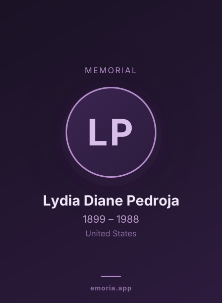 Memorial portrait of Lydia Diane Pedroja