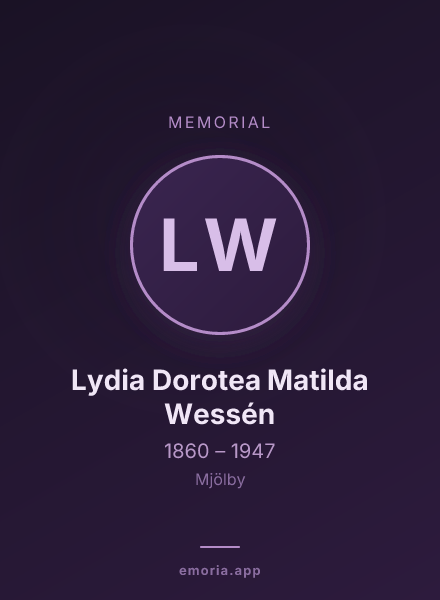 Memorial portrait of Lydia Dorotea Matilda Wessén