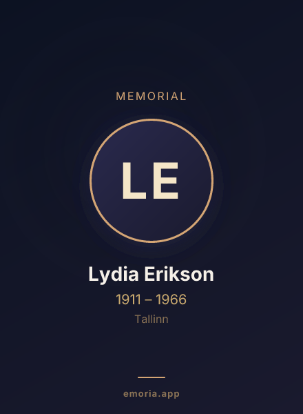 Memorial portrait of Lydia Erikson