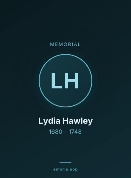 Memorial portrait of Lydia Hawley