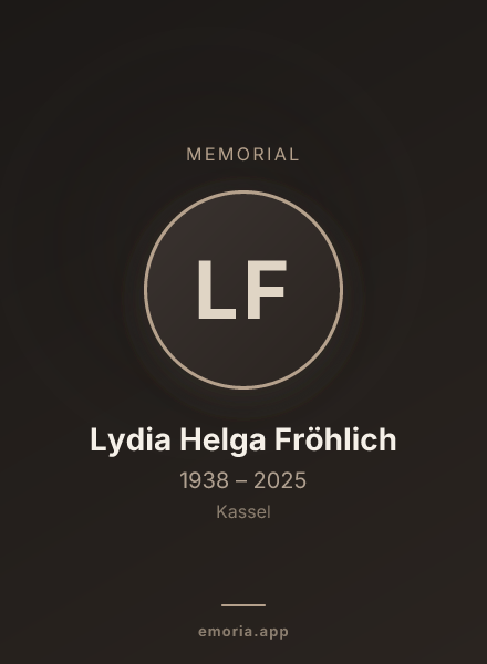 Memorial portrait of Lydia Helga Fröhlich