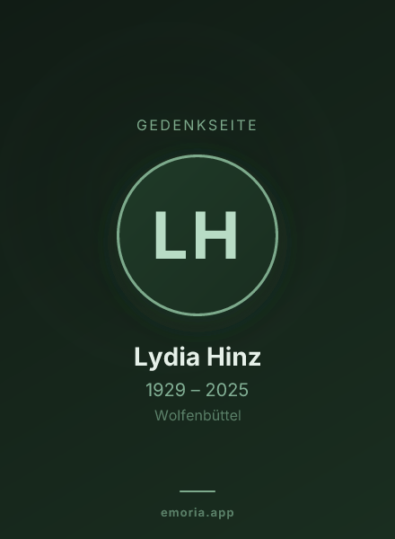 Gedenkportrait von Lydia Hinz