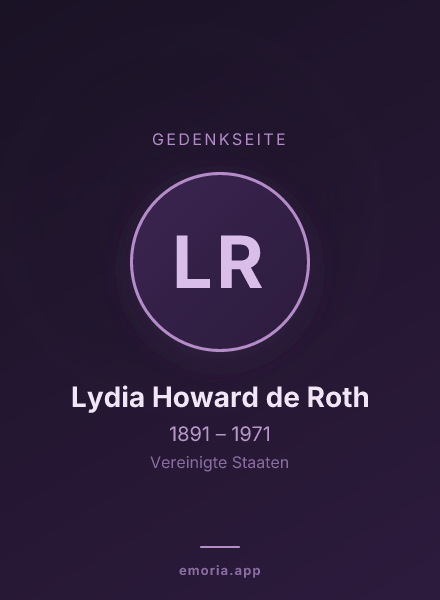 Gedenkportrait von Lydia Howard de Roth