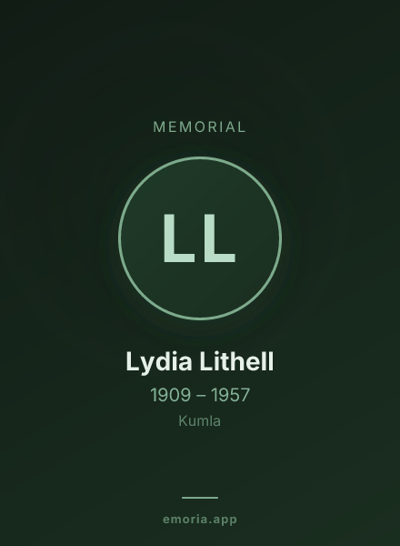 Memorial portrait of Lydia Lithell