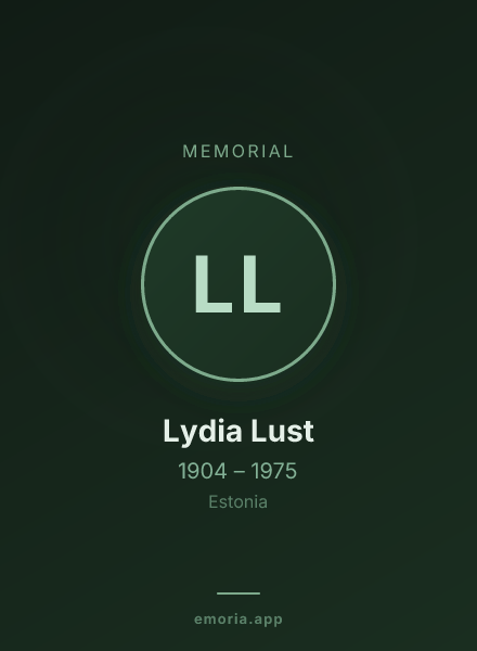 Memorial portrait of Lydia Lust
