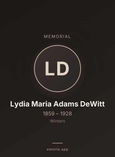 Memorial portrait of Lydia Maria Adams DeWitt