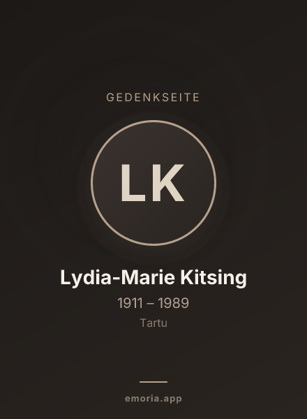 Gedenkportrait von Lydia-Marie Kitsing