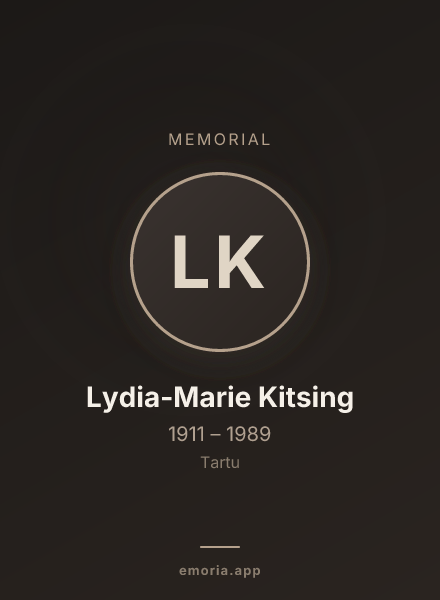 Memorial portrait of Lydia-Marie Kitsing