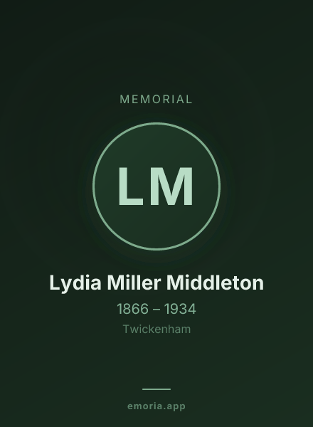 Memorial portrait of Lydia Miller Middleton