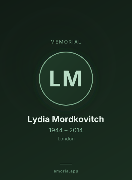 Memorial portrait of Lydia Mordkovitch